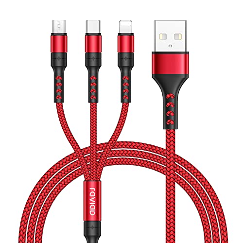 RAVIAD 3-in-1 Multi Charger Cable - 1.2M Nylon Braided