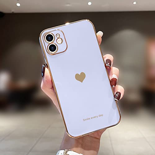 Cute Heart Pattern iPhone 12 Case: Purple