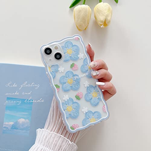 Floral Silicone iPhone 13 Case - Blue