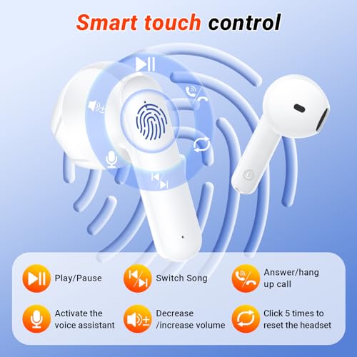 2024 HiFi Bluetooth Earbuds with 4 Mic, White