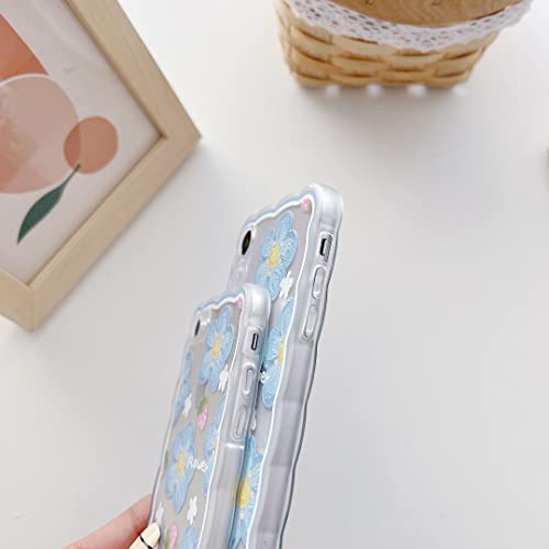 Floral Silicone iPhone 13 Case - Blue