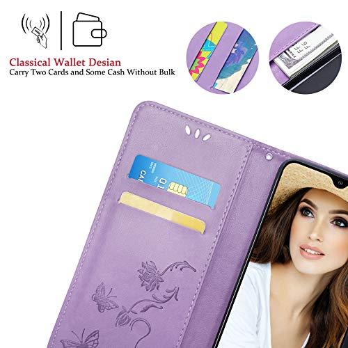 Samsung A13 Case - Purple Lotus Leather Wallet