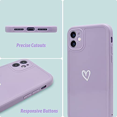 Cute Love-Heart Pattern iPhone 11 Silicone Case - Purple