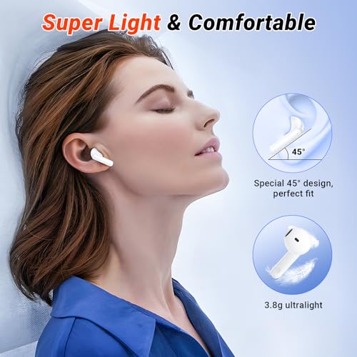 2024 HiFi Bluetooth Earbuds with 4 Mic, White