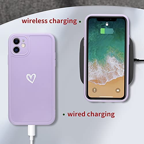 Cute Love-Heart Pattern iPhone 11 Silicone Case - Purple