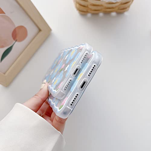 Floral Silicone iPhone 13 Case - Blue