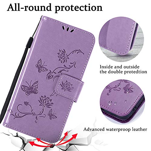 Samsung A13 Case - Purple Lotus Leather Wallet