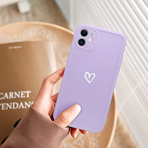 Cute Love-Heart Pattern iPhone 11 Silicone Case - Purple