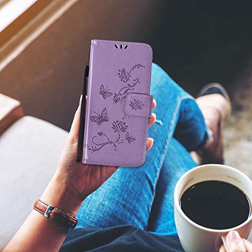 Samsung A13 Case - Purple Lotus Leather Wallet