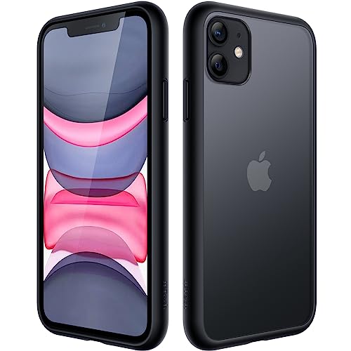 Matte Case for iPhone 11, Shockproof, Translucent (Black)