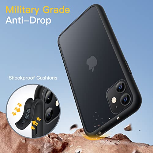Matte Case for iPhone 11, Shockproof, Translucent (Black)