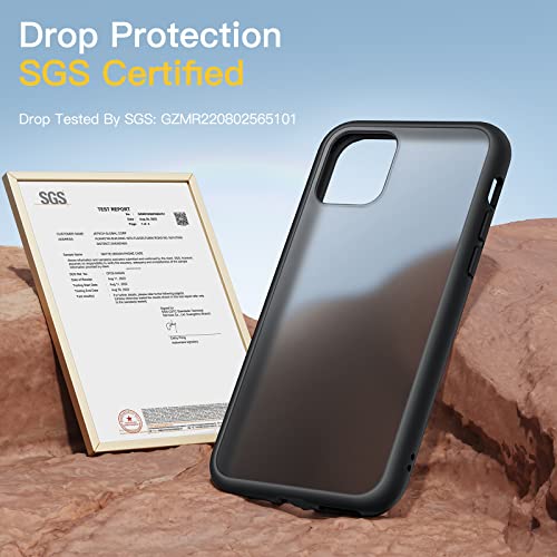 Matte Case for iPhone 11, Shockproof, Translucent (Black)