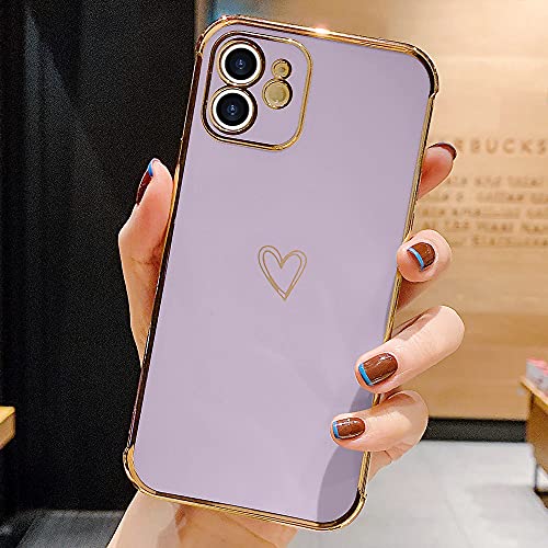 Cute Silicone Heart Pattern iPhone 11 Case - Purple