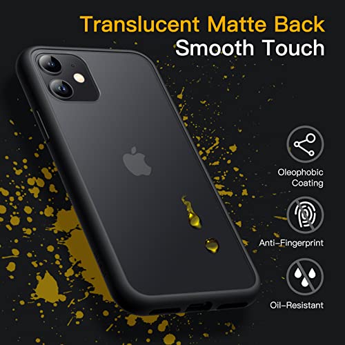 Matte Case for iPhone 11, Shockproof, Translucent (Black)