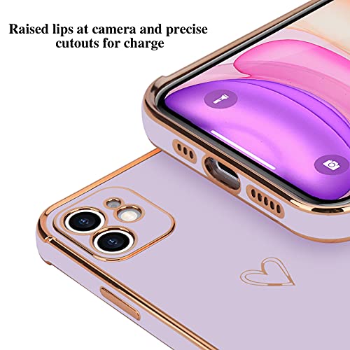 Cute Silicone Heart Pattern iPhone 11 Case - Purple