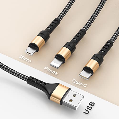 RAVIAD 3-in-1 Nylon Braided Multi Charger Cable