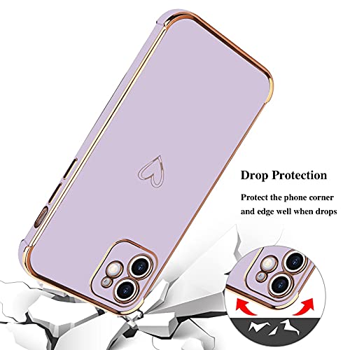 Cute Silicone Heart Pattern iPhone 11 Case - Purple
