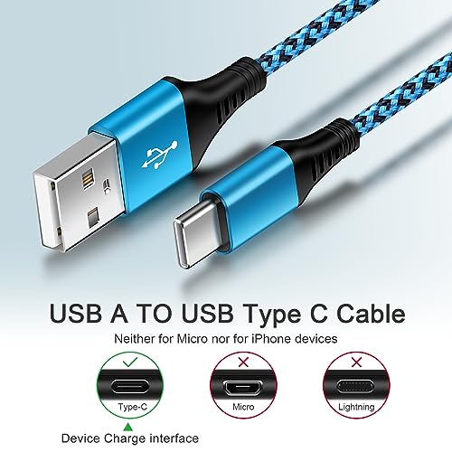 Fast Charging USB C Cable for Samsung Galaxy and Google Pixel [2 Pack/6Ft]