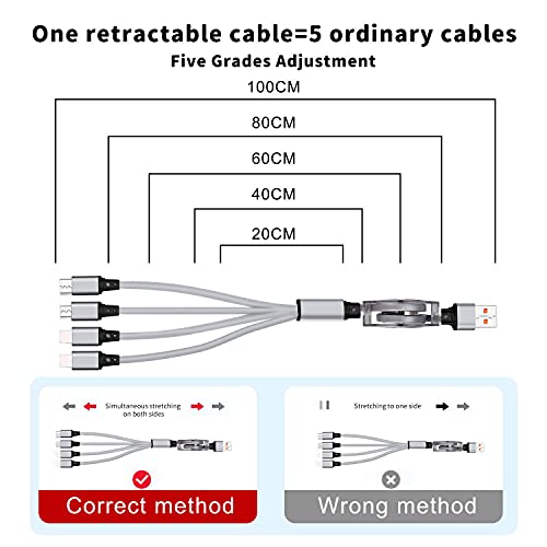 Amuvec 4-in-1 Fast Charging Cable for iPhone, Samsung