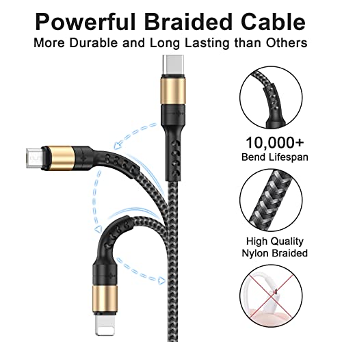 RAVIAD 3-in-1 Nylon Braided Multi Charger Cable