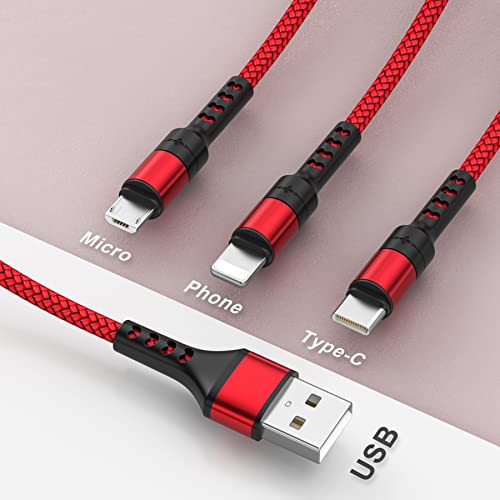 RAVIAD 3-in-1 Multi Charger Cable - 1.2M Nylon Braided