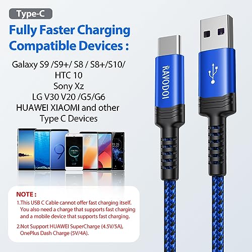 Fast Charging USB Type C Charger Cable 3M/10FT - 3Pack