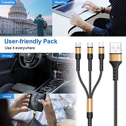 RAVIAD 3-in-1 Nylon Braided Multi Charger Cable