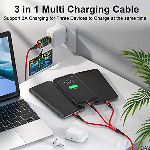 RAVIAD 3-in-1 Multi Charger Cable - 1.2M Nylon Braided