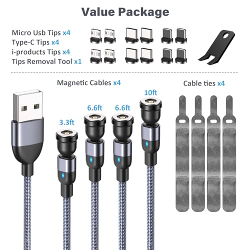 540° Rotating Magnetic Charging Cable - 4-Pack