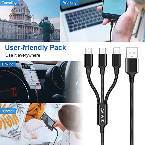 AVIWIS 3-in-1 Multi Charger Cable - 1.2M Black