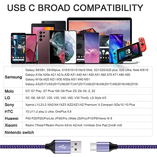 Fast Charging USB-C Cable 3-Pack - Samsung/Huawei Compatible