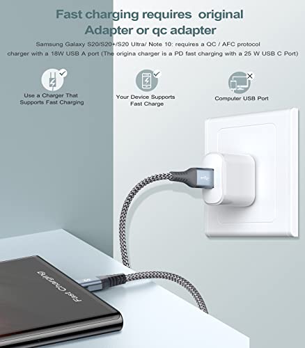 Fast Charging USB C Charger Cable for Samsung Galaxy, iPhone