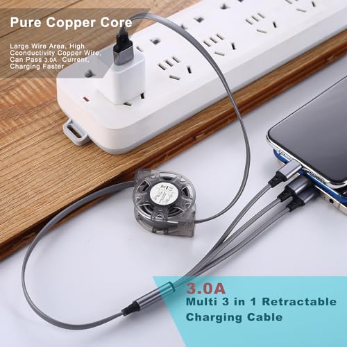 Multi Phone Charger Cable, 3 in 1 Retractable