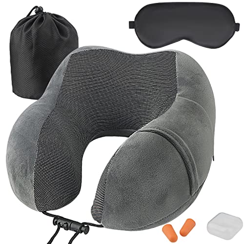 TEIVUL Memory Foam Travel Pillow with Accessories