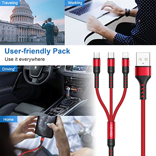 RAVIAD 3-in-1 Multi Charger Cable - 1.2M Nylon Braided