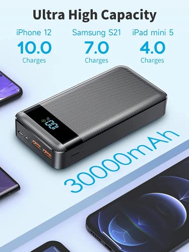 30000mAh Power Bank with Fast Charging and LED Display