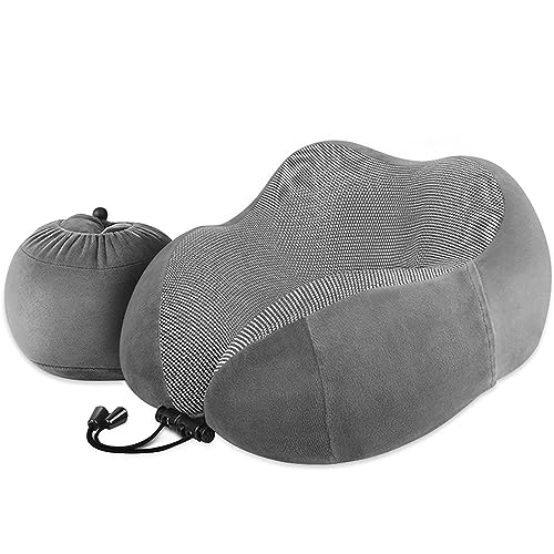 LUXSURE Memory Foam Travel Neck Pillow - Grey