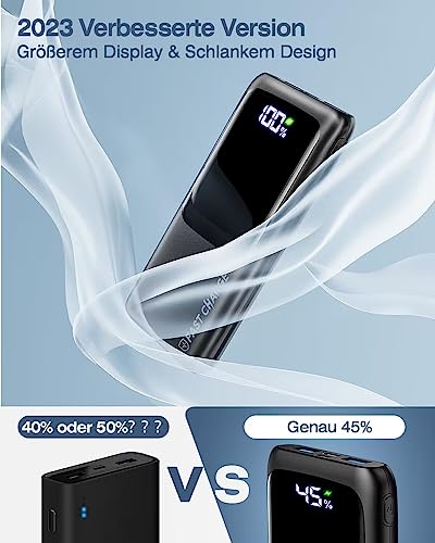 Portable Power Bank with Large LED Display, Fast Charging
