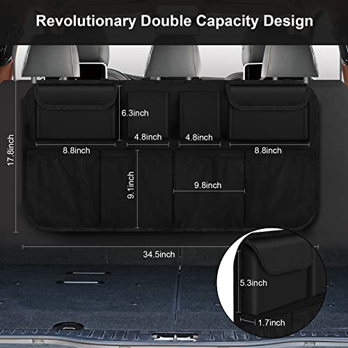 Car Trunk Organizer with 8 Pockets - Adjustable Straps