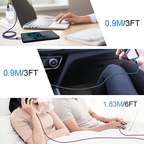 USB C Cable 3 Pack - Fast Charging Nylon Braided