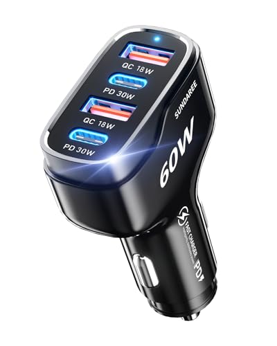 60W USB C Car Charger for Multiple Devices