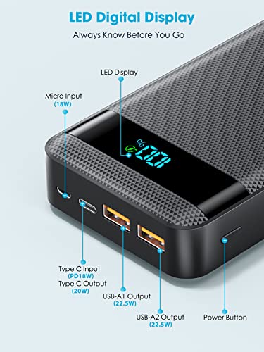 30000mAh Power Bank with Fast Charging and LED Display