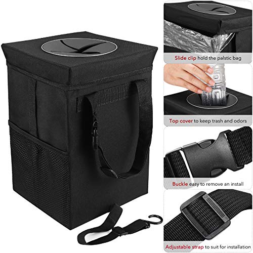 Collapsible Car Trash Bin with Lid - Multipurpose Organizer
