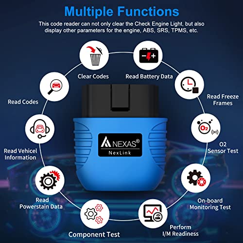 NEXAS Bluetooth 5.0 OBDII Scanner - iPhone & Android