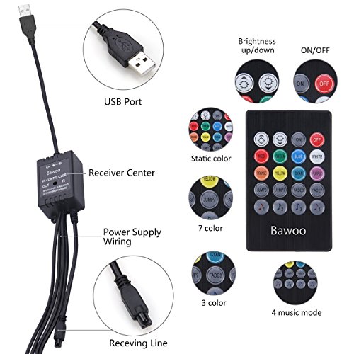 LED Car Interior Atmosphere Light Strip with Remote Control