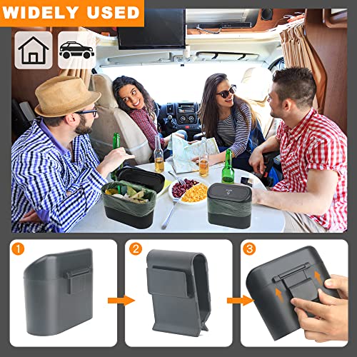 Mini Car Trash Can with Lid and 40pcs Bags (Black)
