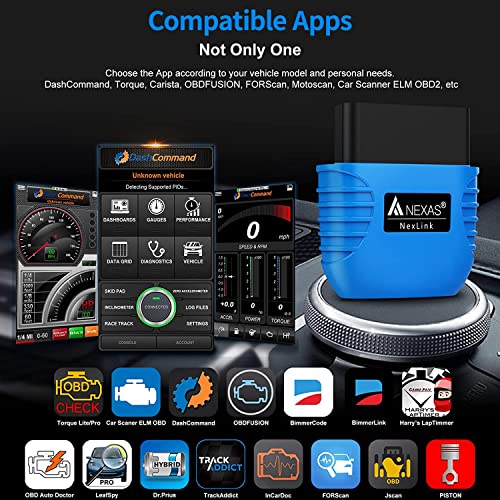 NEXAS Bluetooth 5.0 OBDII Scanner - iPhone & Android