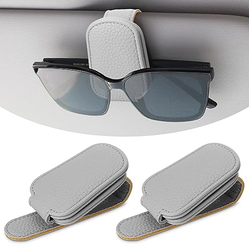 2 Pack Car Visor Sunglass Holders, Leather Eyeglass Hangers