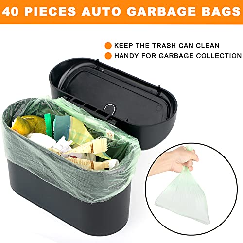 Mini Car Trash Can with Lid and 40pcs Bags (Black)