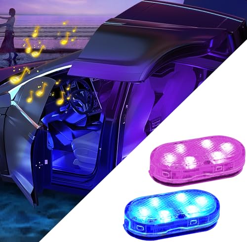 Wireless Car Interior LED Lights, 7 Colors, USB Rechargeable